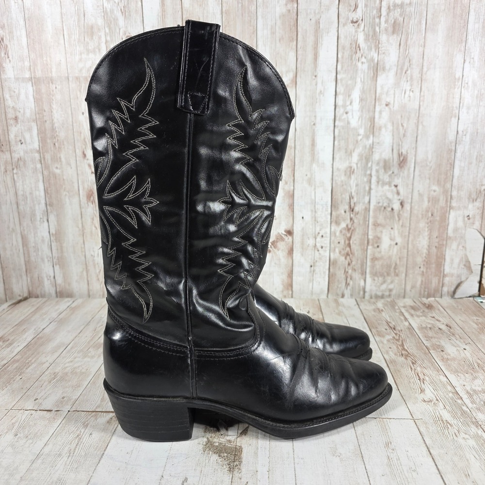 Texas Boots Mens 1200 Black Leather Pointed Toe Western Cowboy Boots Made in USA